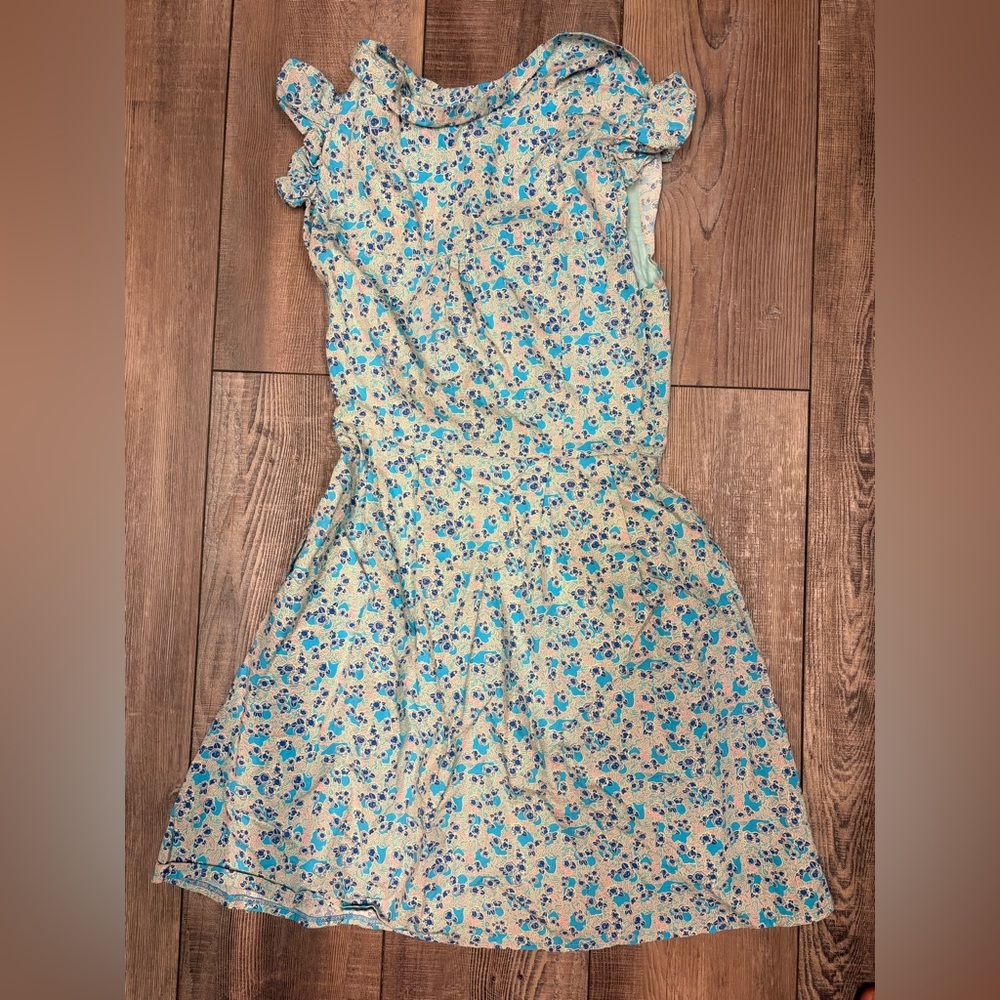 Floral Blue and Red Mini Dress - Picture 3 of 4